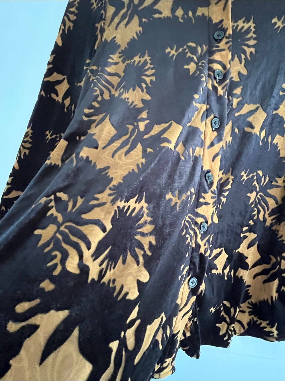Cleo Whimsigoth Devore Burnout Velvet Floral Bell Sleeve Blouse XS - Picture 3 of 10